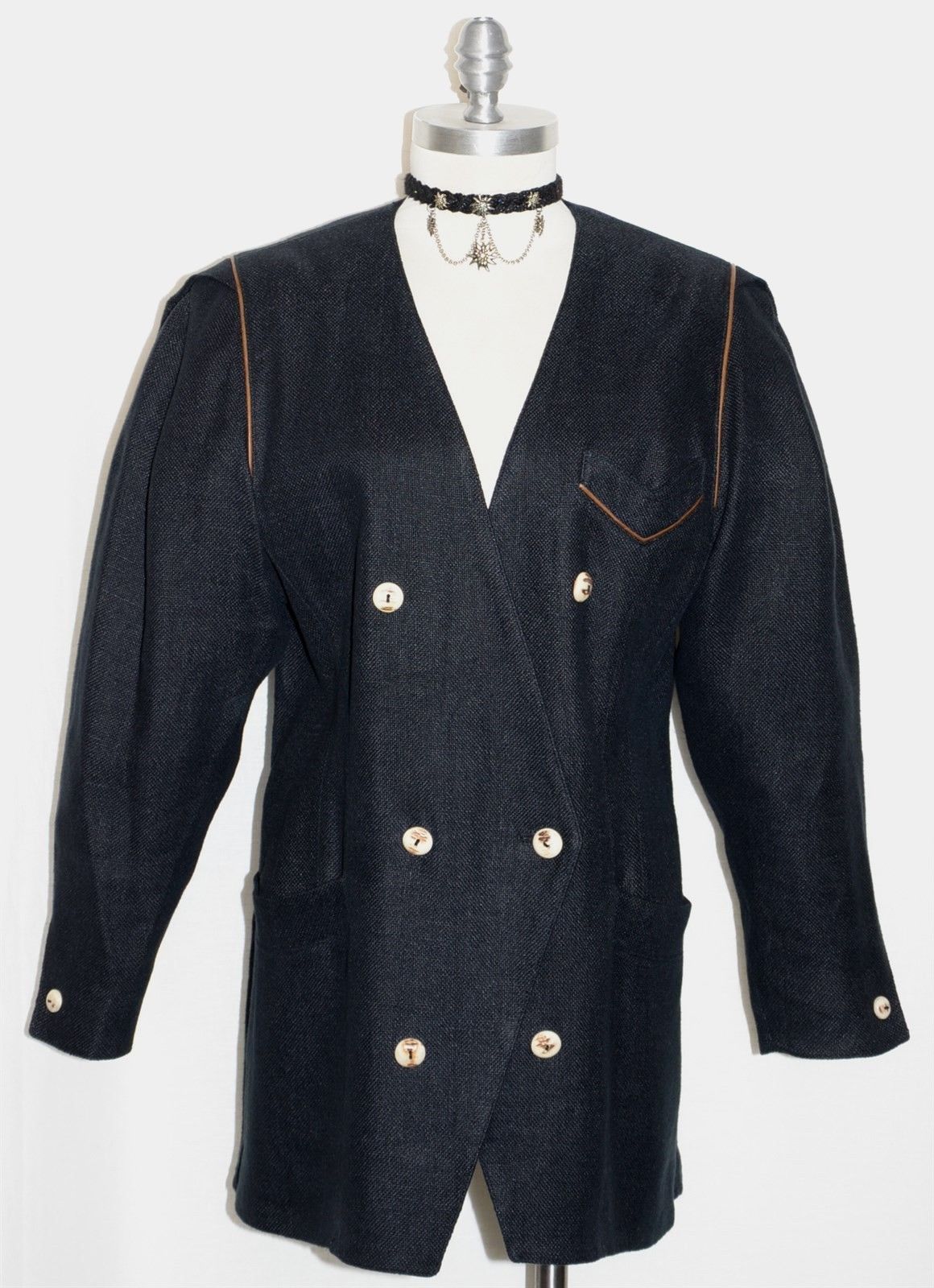 BLACK LINEN Women Austria Hunting Riding Tux Dress Suit Coat JACKET/Eu 40/10 M