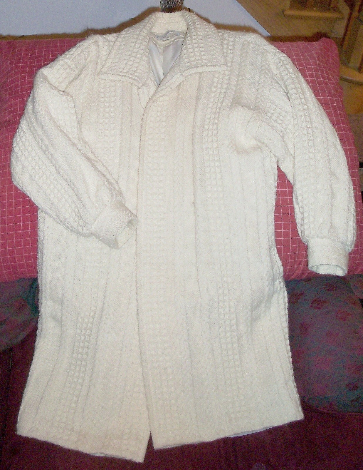 Vintage Weave Of The Irish Women’s Ivory 100% Wool Sweater Coat Size M
