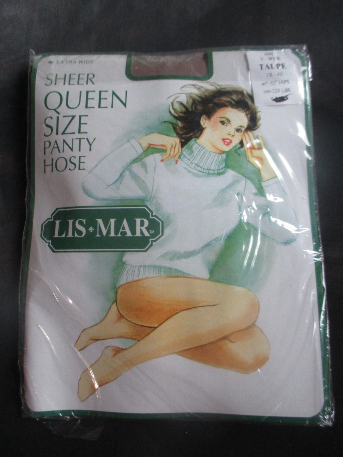 LIS*MAR Vintage TAUPE Nylon PANTYHOSE-QUEEN-Fits 1X-4X- 160-235 lbs – 1980s