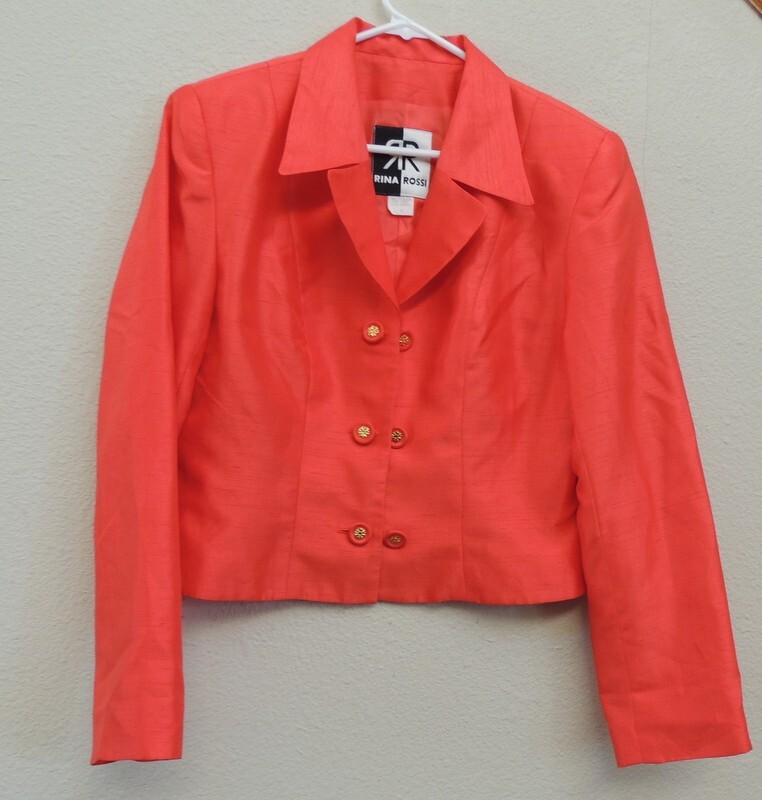 Vintage Designer Blazer Womens Orange Rina Rossi, s. 12 See Measurements Button