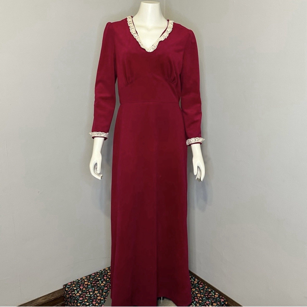 Vintage 1970’s JC Penney Fashions Red Velvet Dress