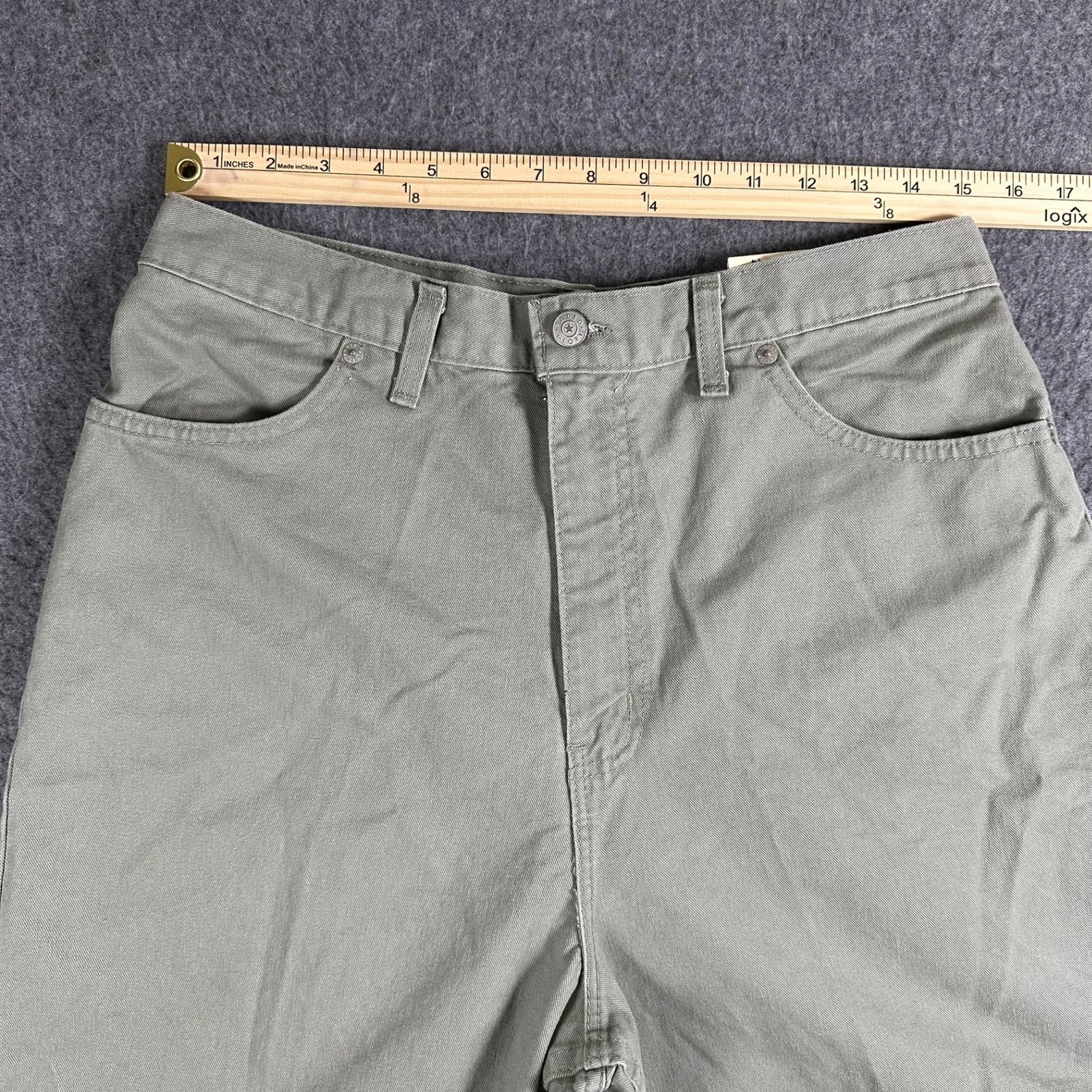 Vintage Faded Glory Sage Green High Waisted Cotton Shorts Womens 14 Made in USA