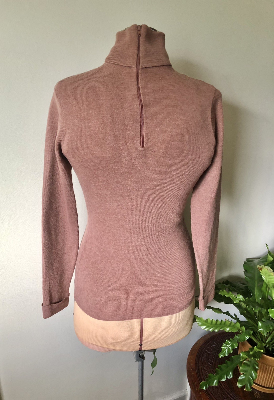 Vintage Dusty Rose Wool Blend Knit Turtleneck