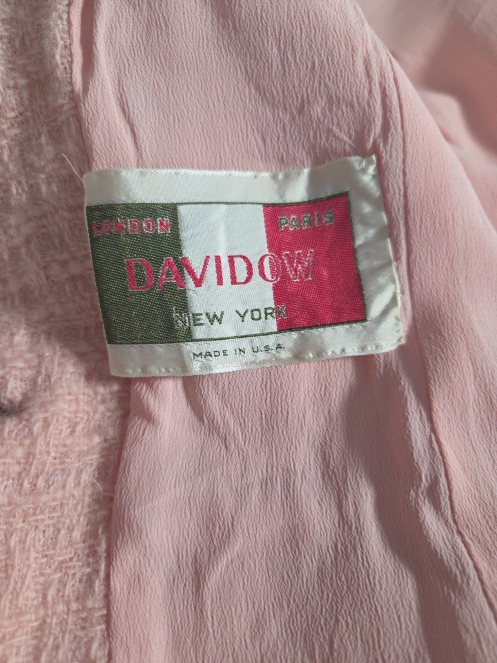 Vintage DAVIDOW PINK Skirt Suit 2 pc Set Small Frederick & Nelson Jackie O 60s