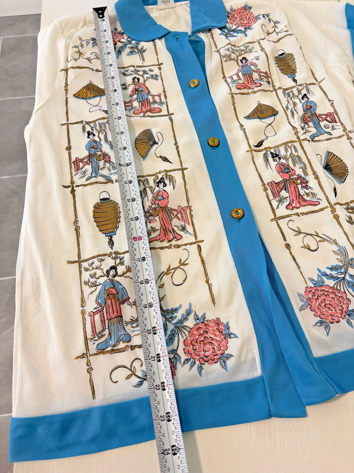 RARE VINTAGE Women Button Down Shirt – Wonderfit Avisco – Asian Inspired – MINT