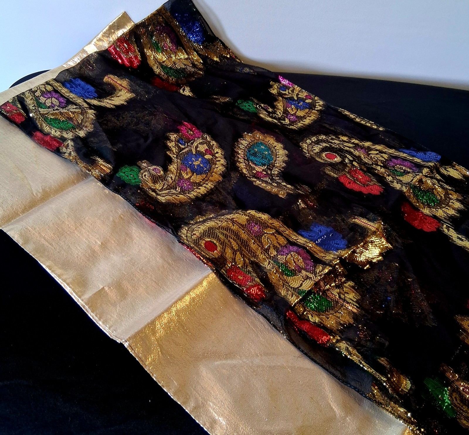 Vintage Glentex 1960s Taffeta Dramatic Evening Wrap/formal Shawl With Paisley…