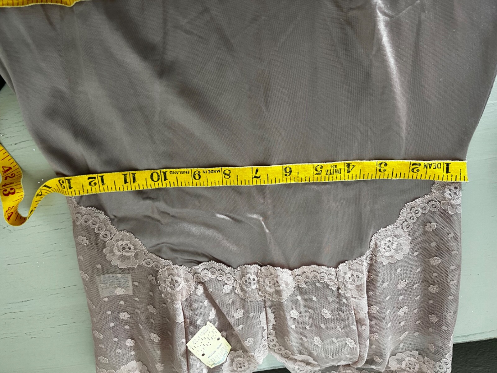 vintage NOS Lorraine lacy full slip dress NWT size 32 Tall mocha color