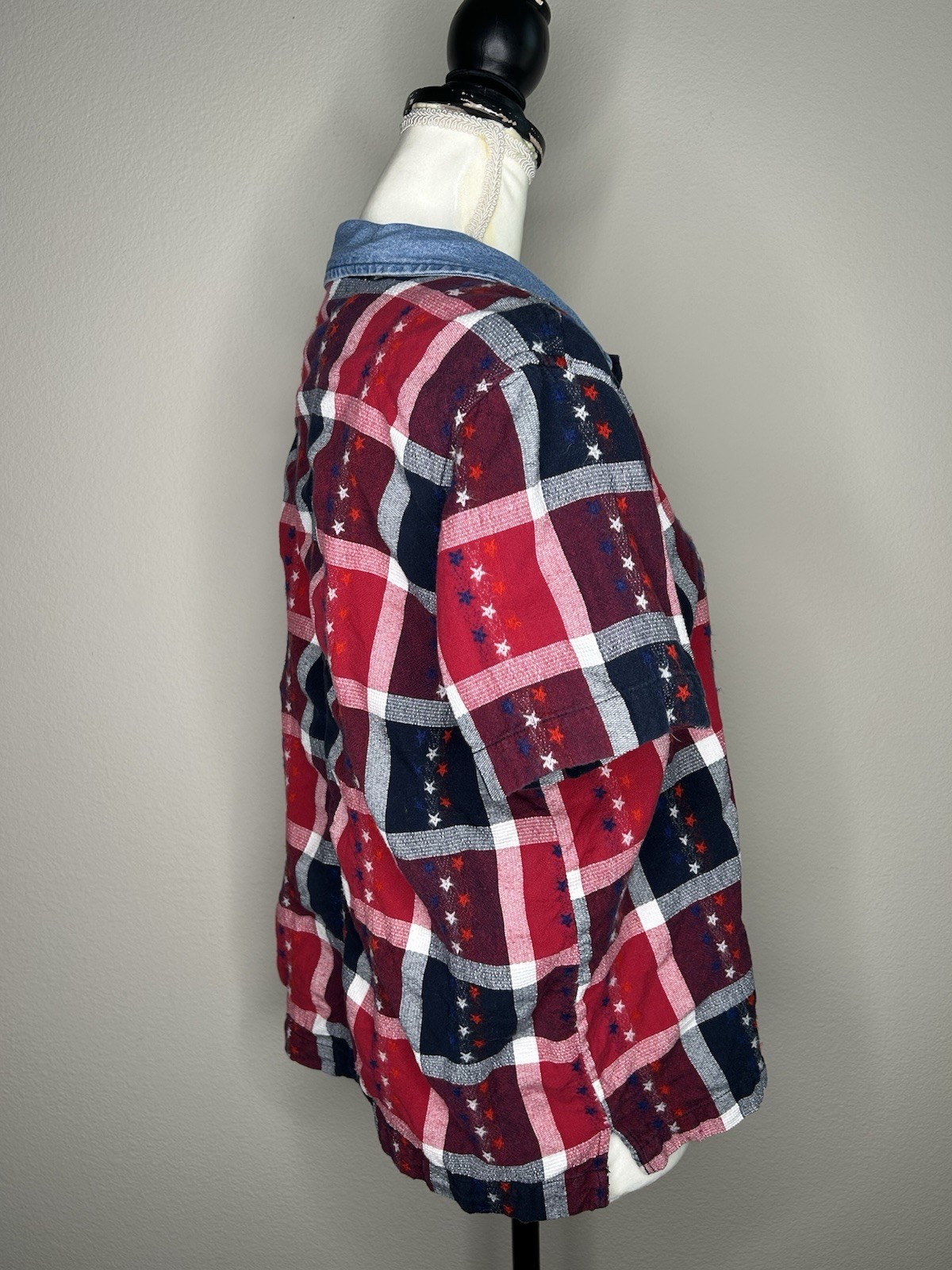 Vintage Lemongrass Patriotic Stars Red White Blue 4th of July Two Piece Set Med