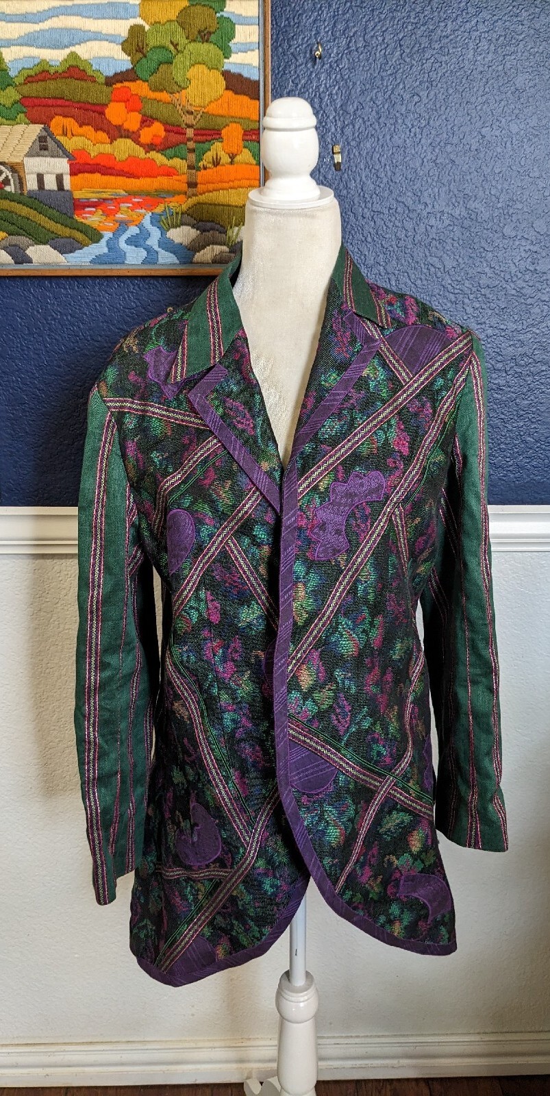 VTG Bernard Perris Paris 1980s Designer Couture France Blazer Jacket Sz 12 Large