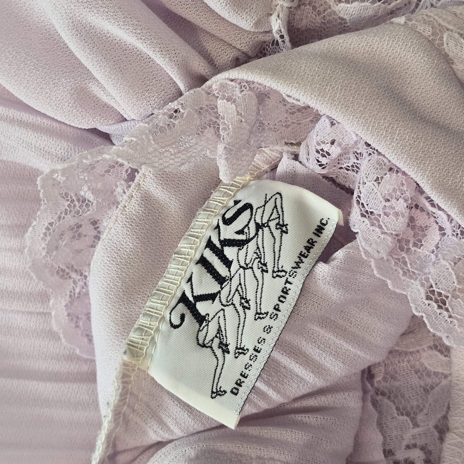 VTG Pastel Purple Lacey Victorian Style Blouse Frill Neck Romantic Top XL-2XL