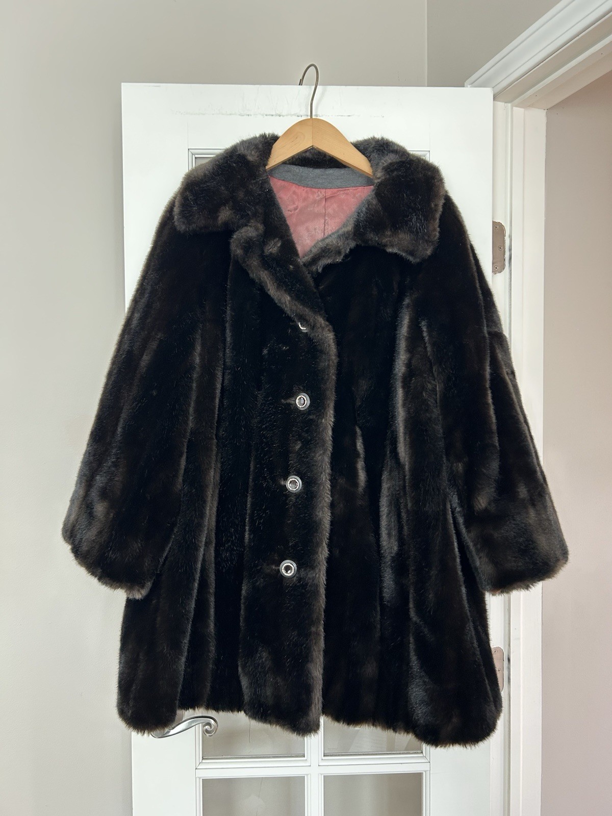Vintage MCM Grandella Sportowne Brown Faux Fur Coat S / M 1950’s 1940’s