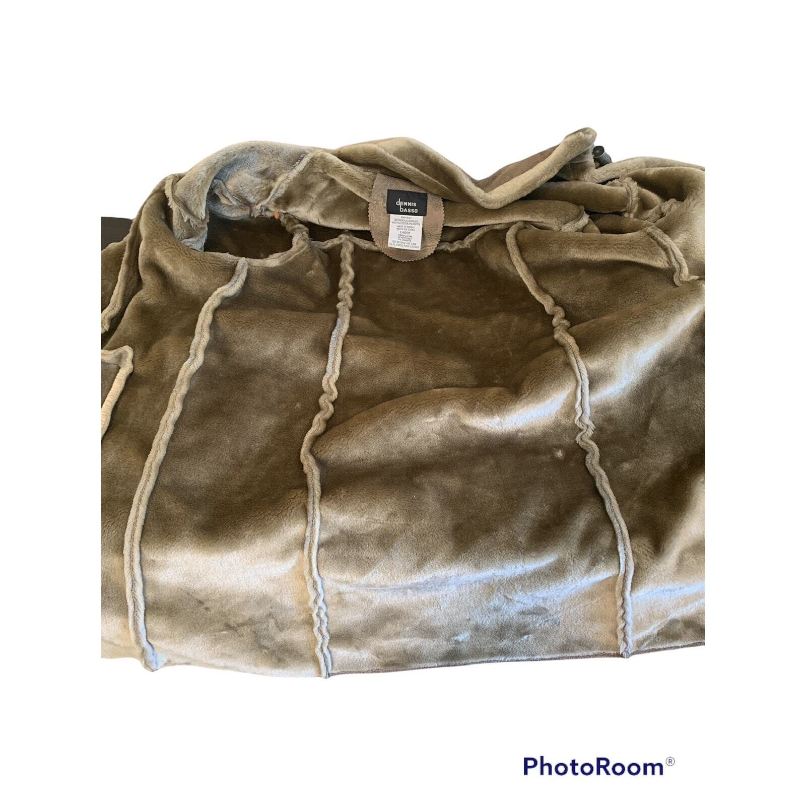 Dennis Basso Women’s Size Large Coat Tan Patterned Hook and Loop Closure NWOT