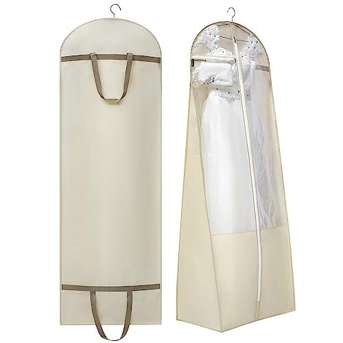 70″ Bridal Wedding Dress Bag for Long Gowns Travel Garment Bag for Prom BEIGE