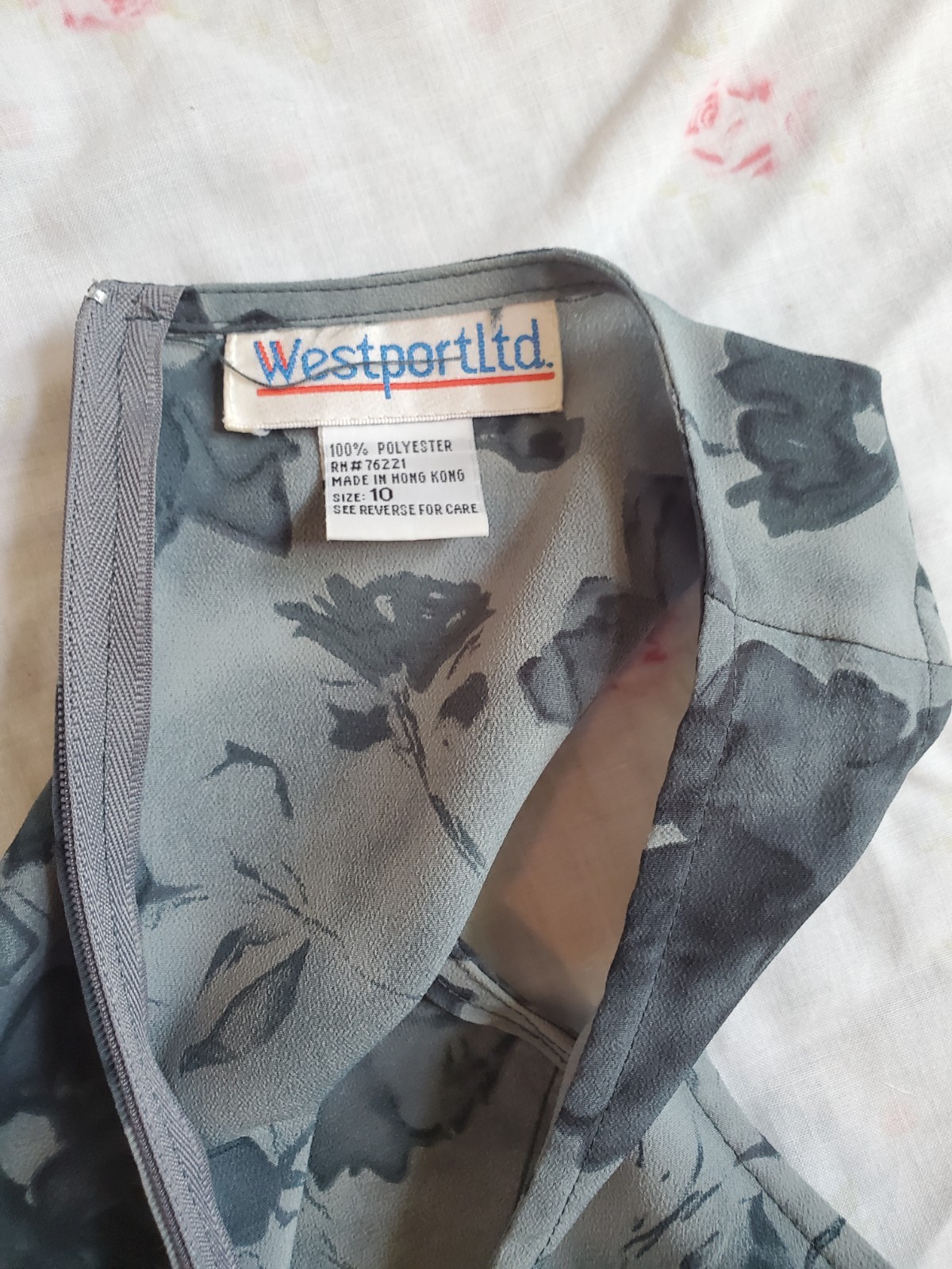 Vintage 90s/00s Westport Ltd Blue Watercolor Sheath Dress Tieback S10 M/L