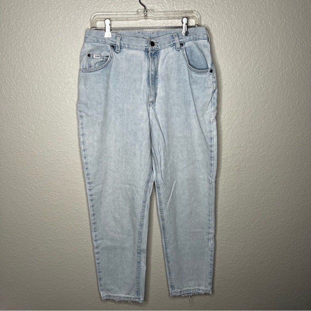 Vintage Women’s Lee High Rise Waisted Mom Denim Jeans Light Blue Wash Size 10 12