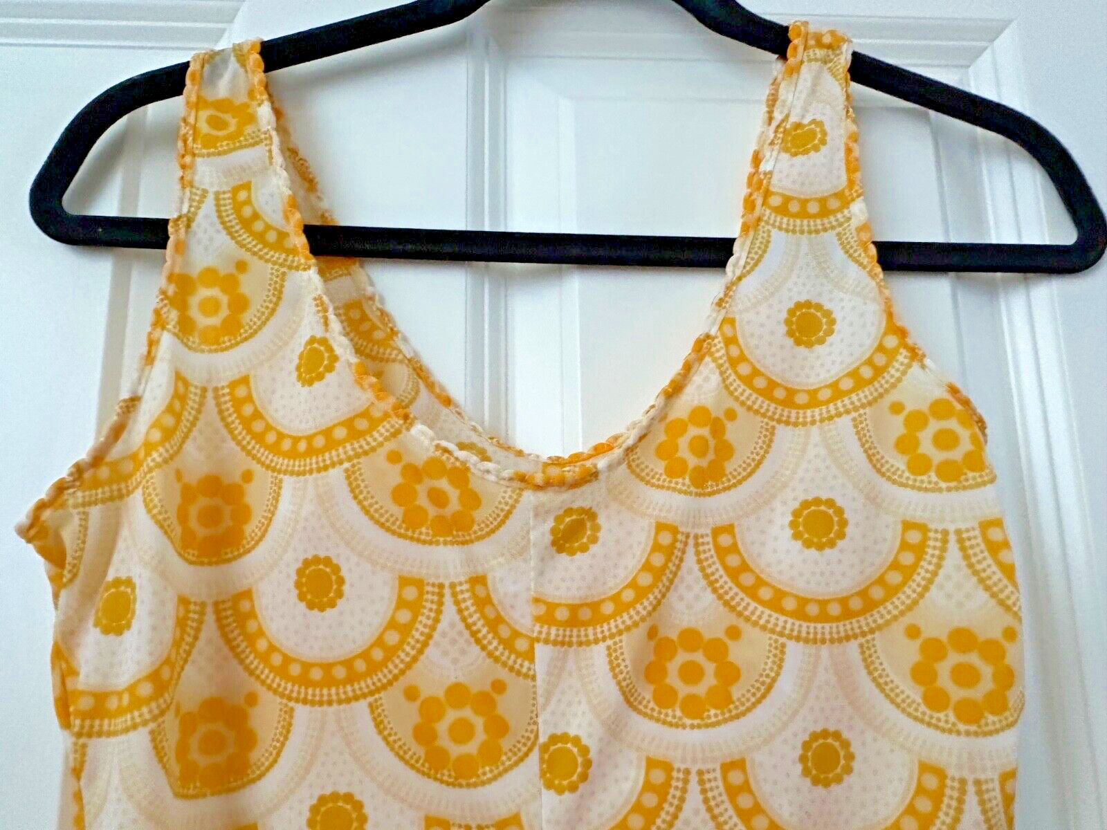 Vintage 1970s Women’s Short Nylon Camisole Tank Top Yellow No Tag Size S?