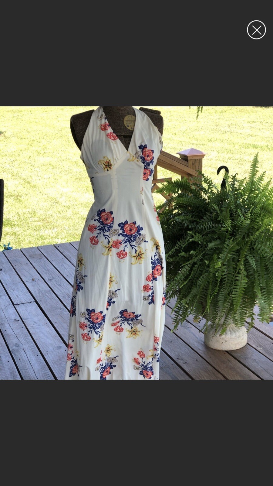 Lizzie Tish Vintage Maxi Floral Halter Dress with Jacket-XS