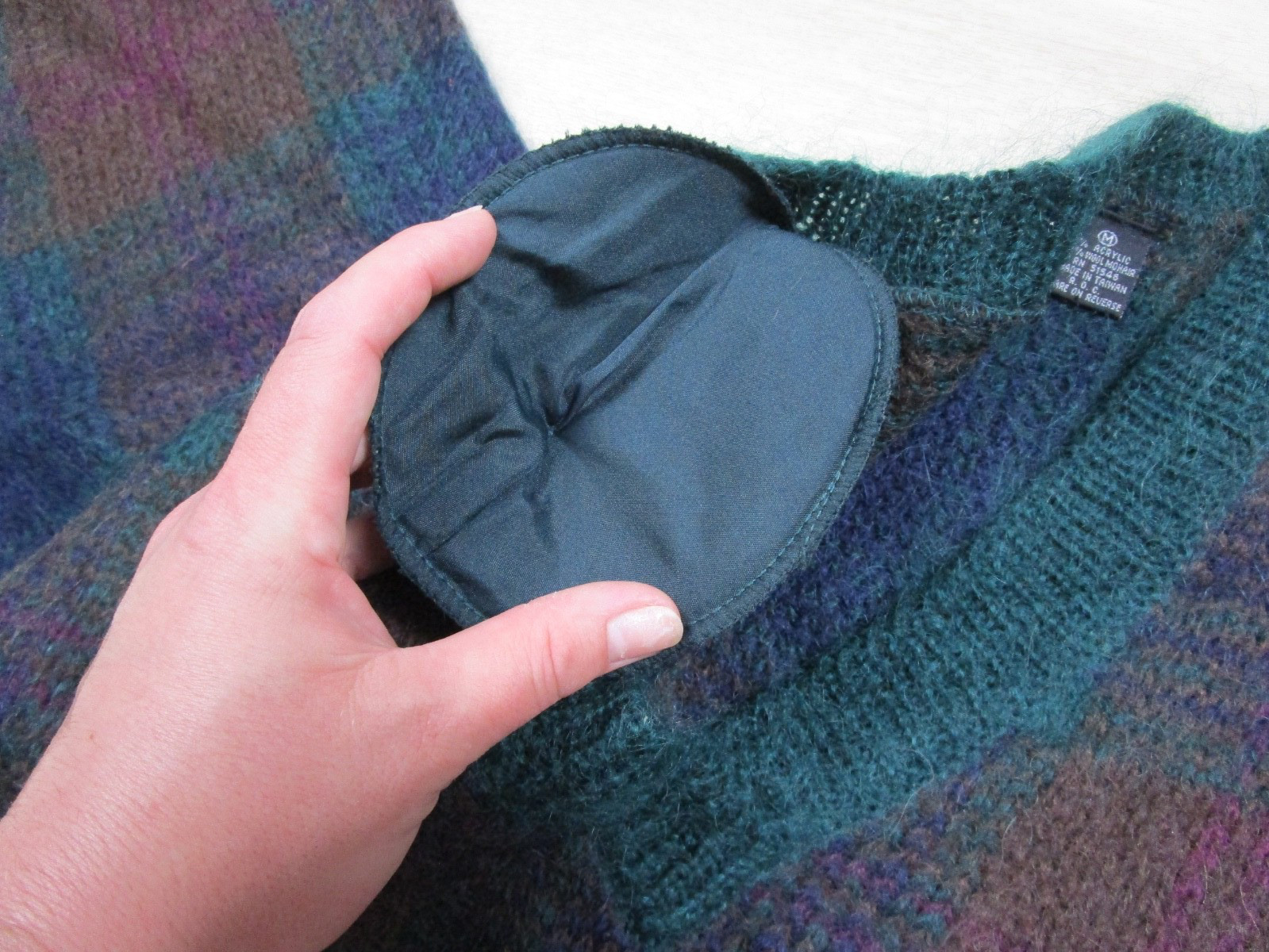 Vintage 90s Paul Harris Mohair Blend Sweater Women’s (M) Shoulder Pads Plaid