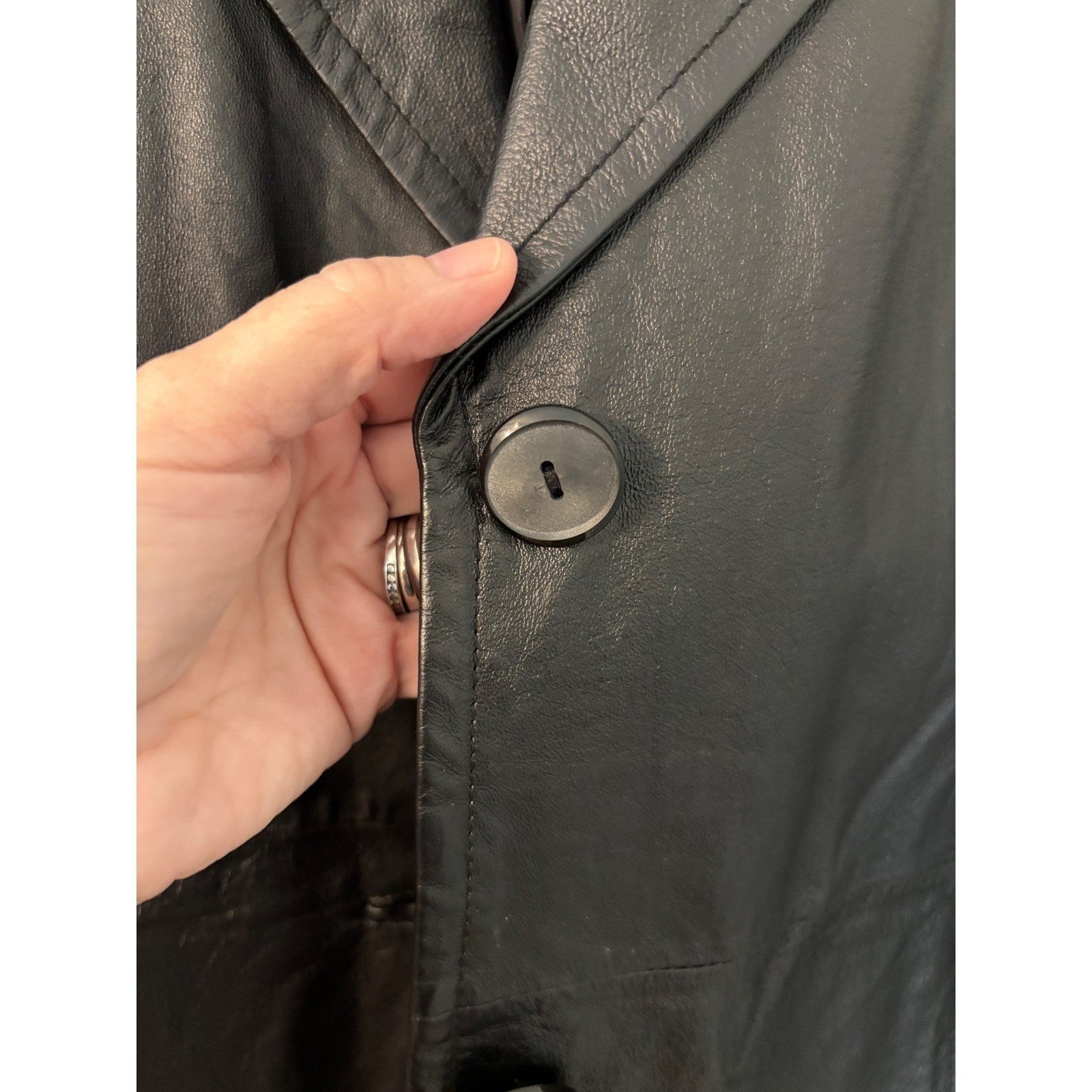 Vintage 90s Worthington Black Leather Blazer Jacket Soft Lambskin SZ L Minimal