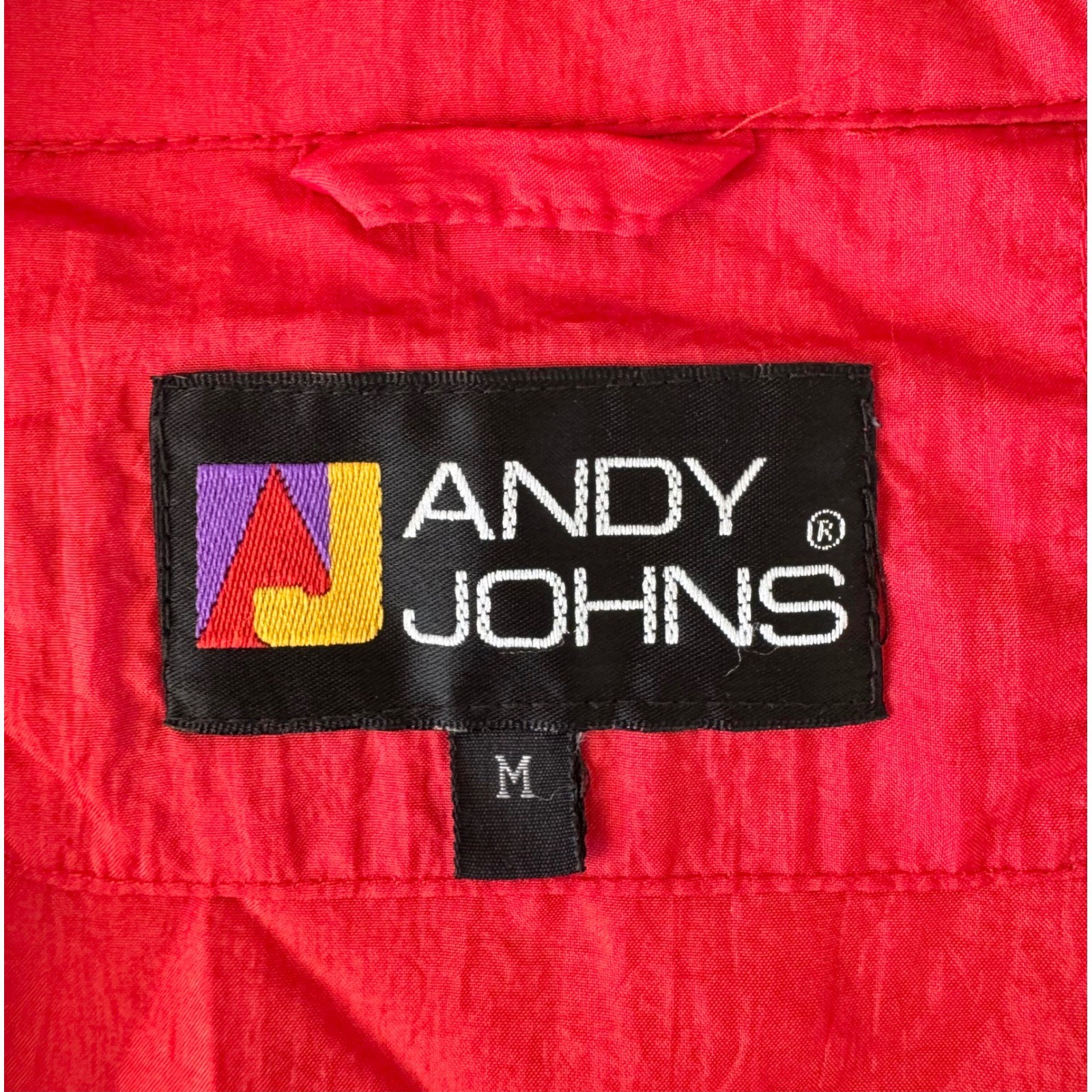 Vintage Andy Johns Windbreaker Jacket Women Medium Red 80s Zip Snap