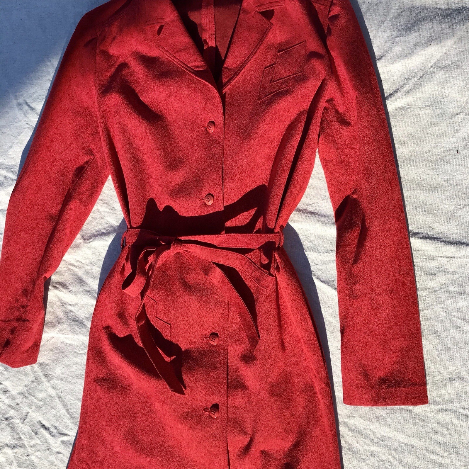 Vtg 70s Button Down Faux Suede Polyester Blend Dress 4 Xs S Olympic Ca HTF MOD