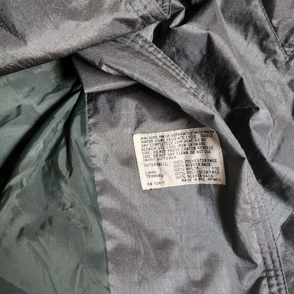Vintage Fleet Street Green Rain Trench Jacket Size 4 Lined Double Breasted Flap
