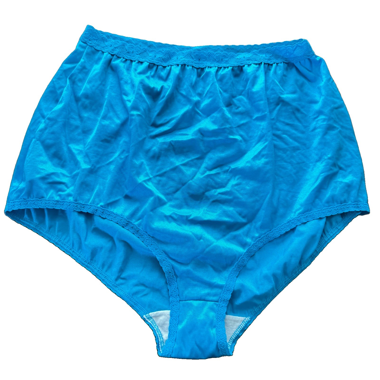 Vintage Body Secrets Brief Panties 11/13 Blue Shiny Silky Nylon Granny Sissy
