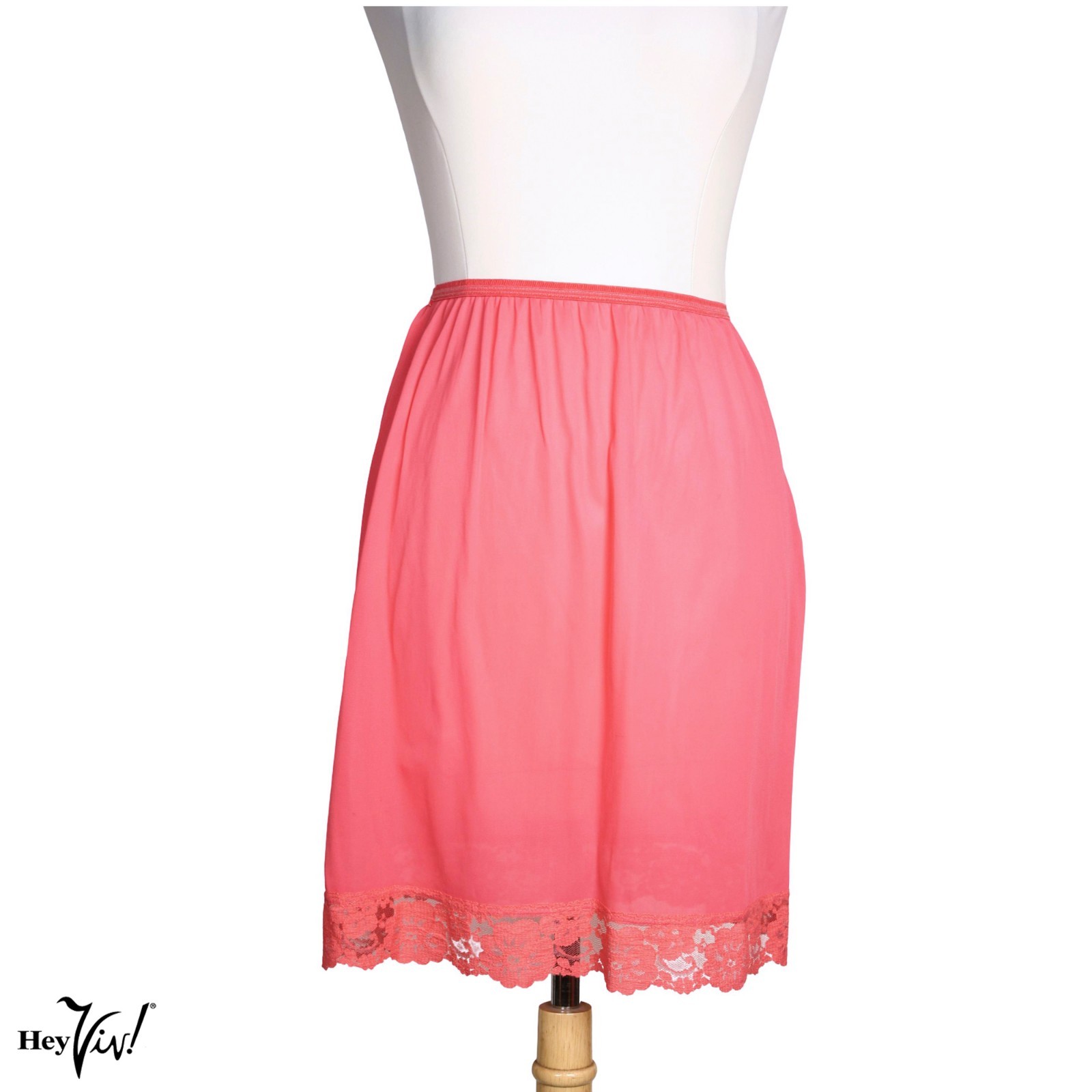 Vintage Hot Pink Half Slip Lace Hem Waist 22-26 L 19 Stylegirl Lingerie -Hey Viv