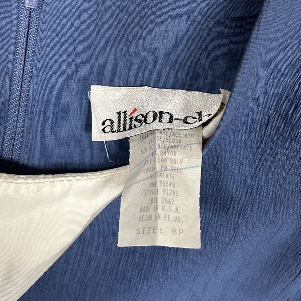 Vintage Allison Che Women’s Dress Size 8P Prairie Cottage Granny Blue Vest #1418