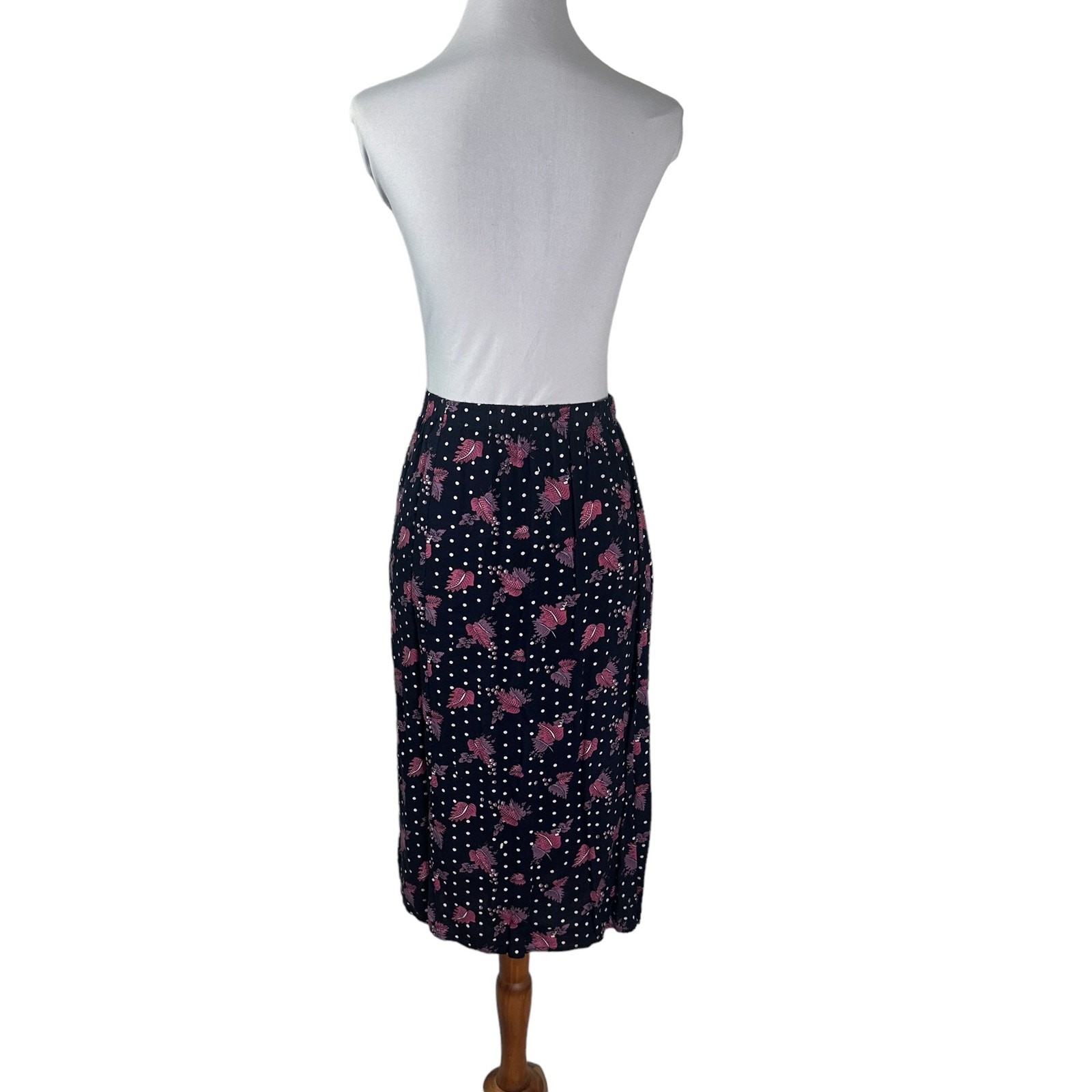 1980s Floral Rayon Print Midi Skirt by Chad Stevens Vintage Boho Size 22
