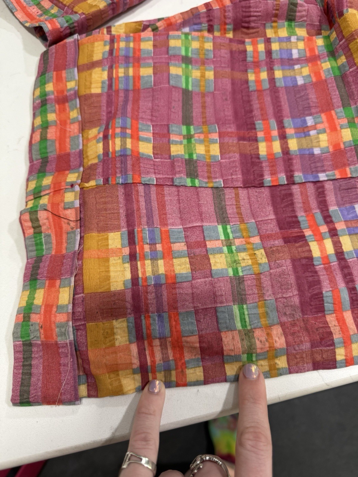 RARE Vintage 1970s Two Piece Set Bell Bottom And Top Bright Colorful Plaid SZ XS