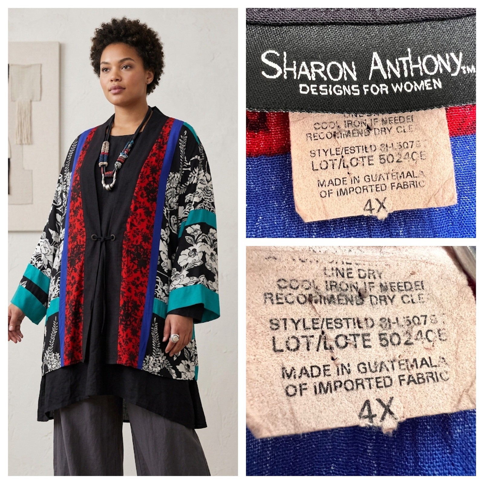 Vintage 90s Sharon Anthony Art To Wear Kimono Cardigan Whimsigoth Floral 4X