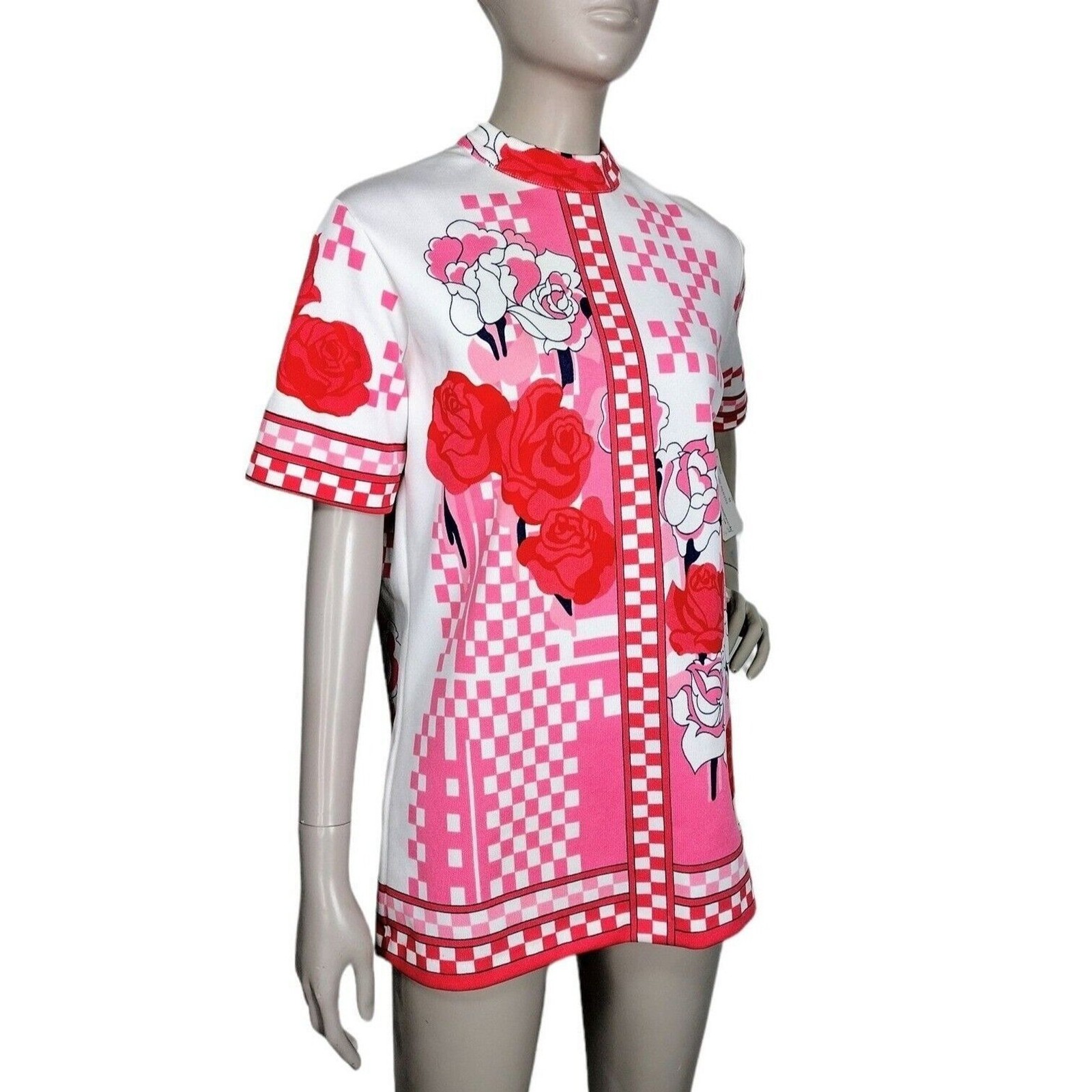 Vintage 60s 70s Donovan Galvani Floral Checks MOD Top Dress Deadstock NOS