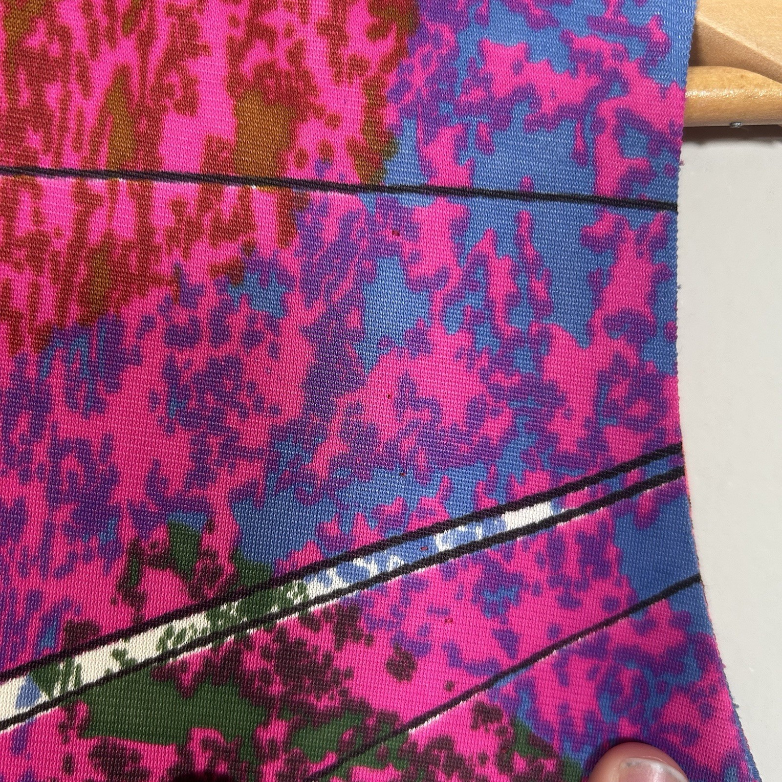 VTG 60s Floral Abstract Mock Neck Hippie Psychedelic Long Maxi Dress Sz M
