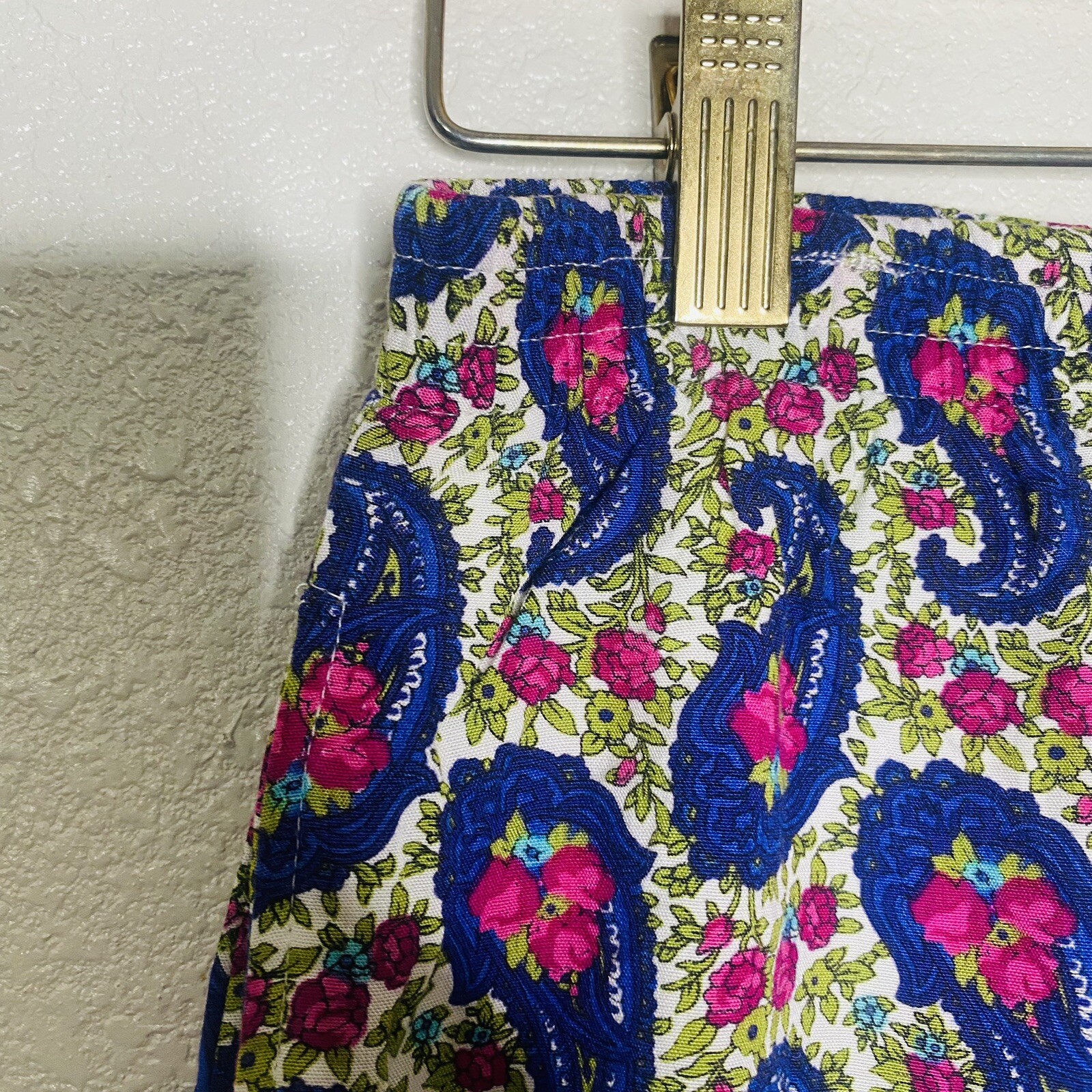 Vtg Brass Plum Nordstrom’s Rayon Pants Paisley Purple Size M Pockets