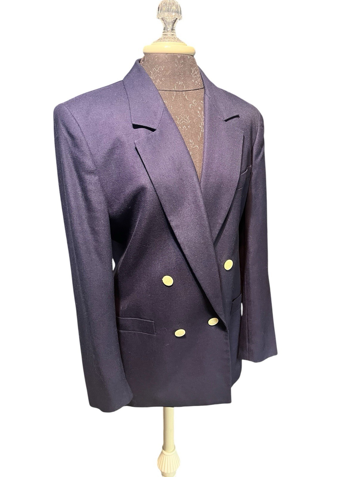 Vintage 1980s Saville Navy Double Breasted Blazer Size 8 Old Money Nautical