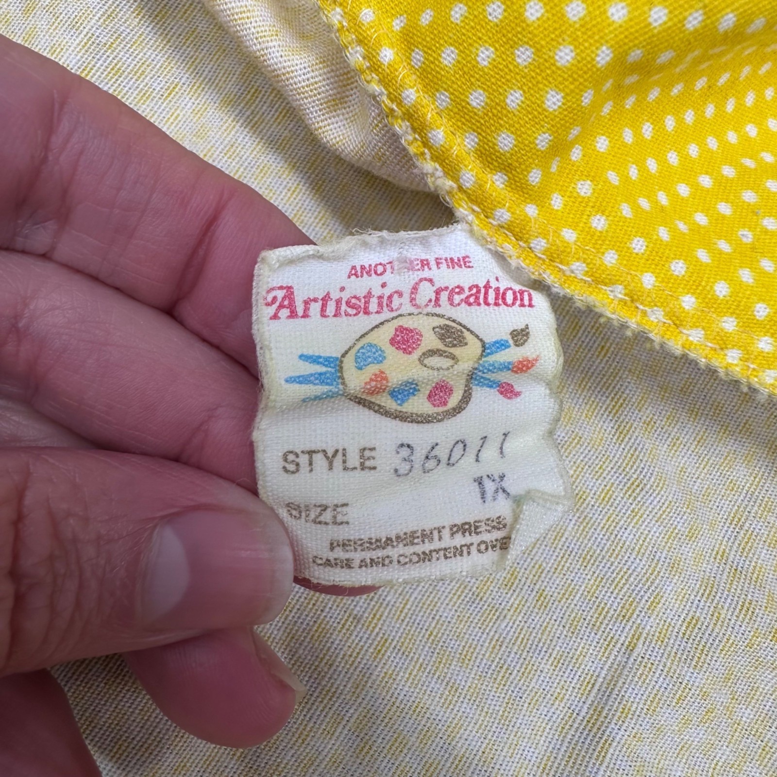 Vintage Robe Duster Smock Yellow Polka Dot Snaps Pockets Artistic Creation Sz 1X