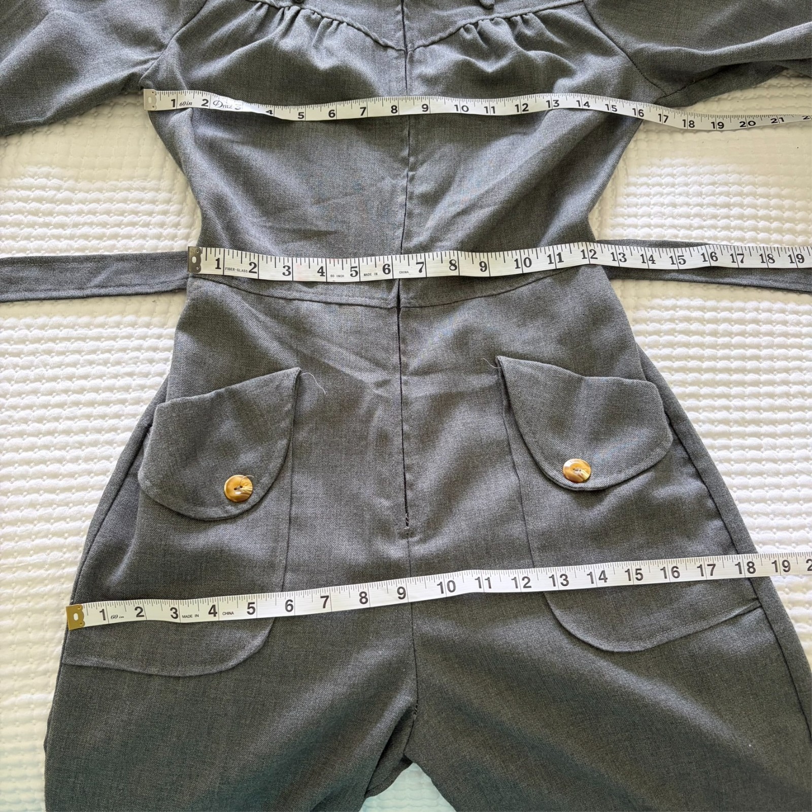 Vintage 70’s Juniors Grey Pants Jumpsuit with zip closure size 9