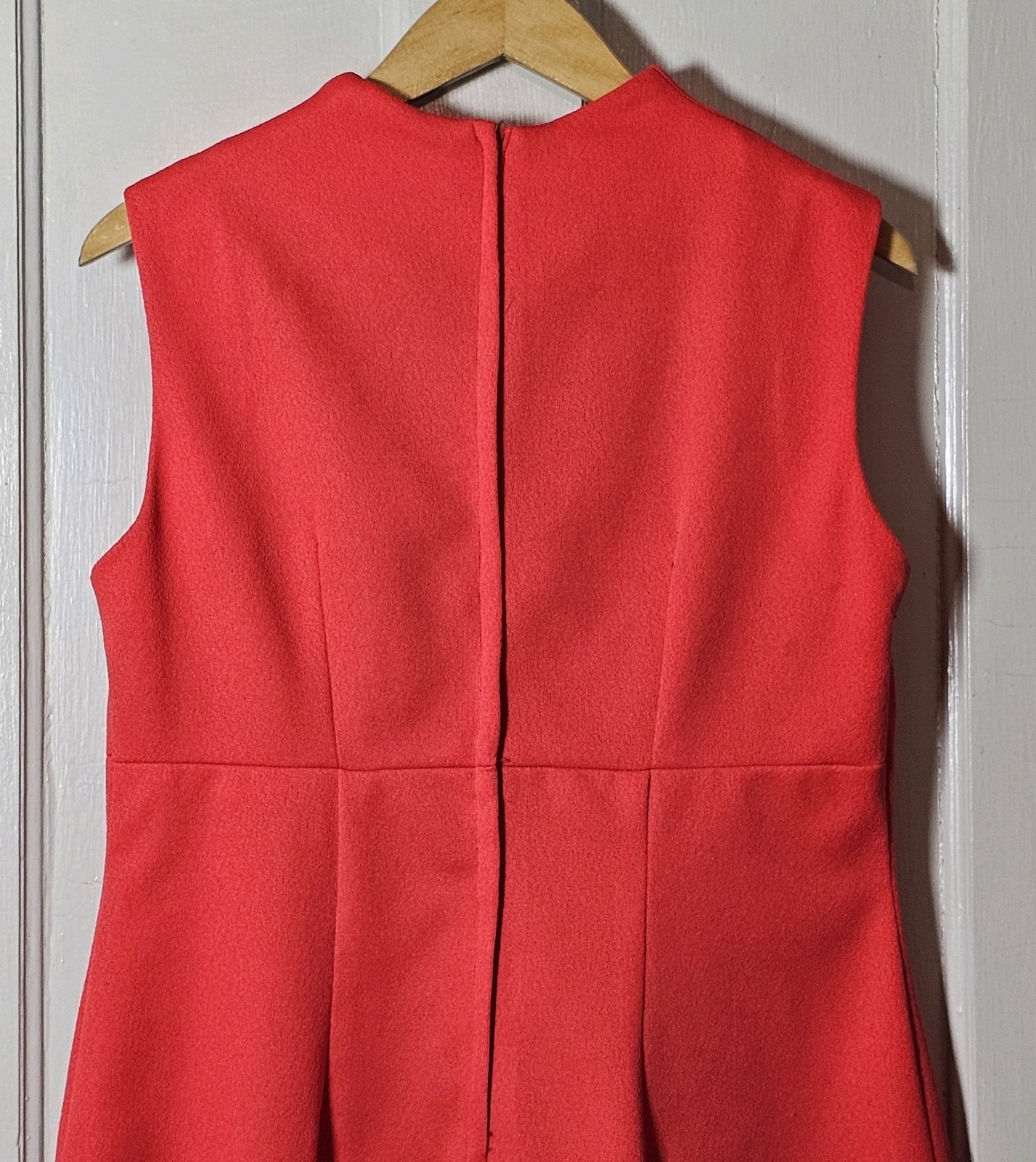 VTG 70’s Polyester Dress Size S/M 39″Chest Coral Orange Sleeveless Unionmade USA