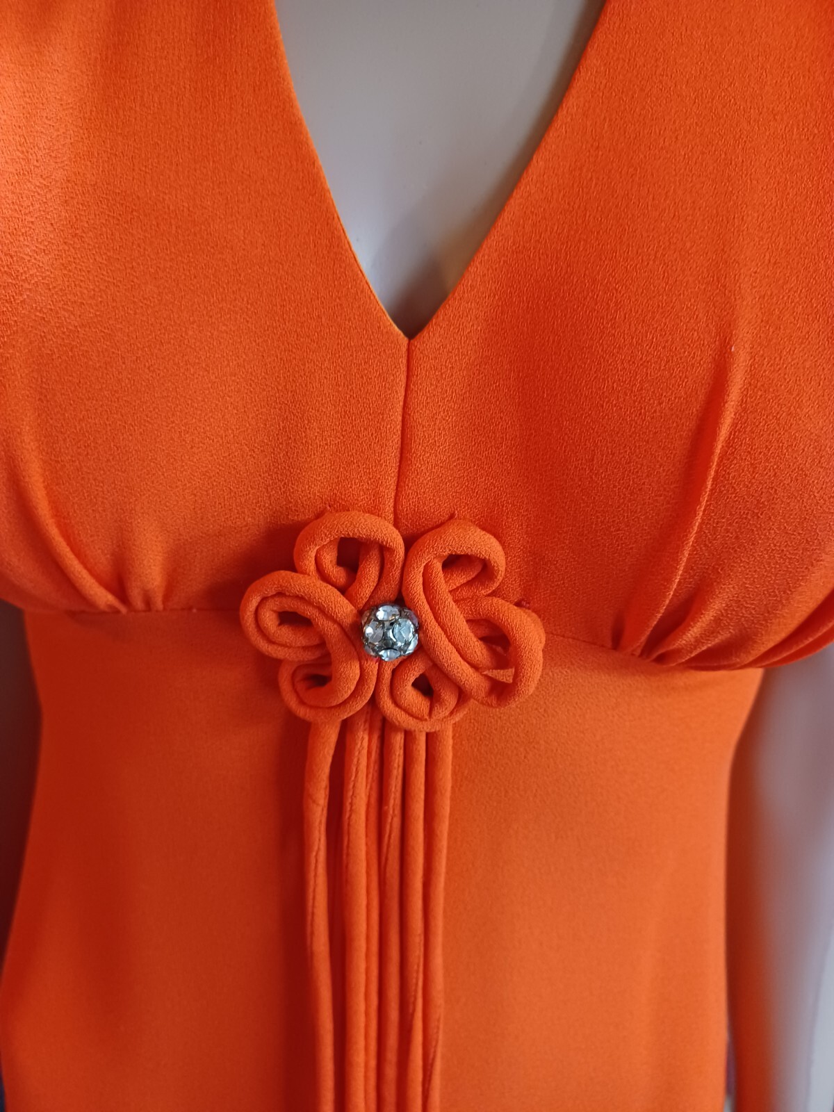 True VTG Mid-century 1960s 1970s Sleeveless Orange Mod Maxi Dress Long MCM 5