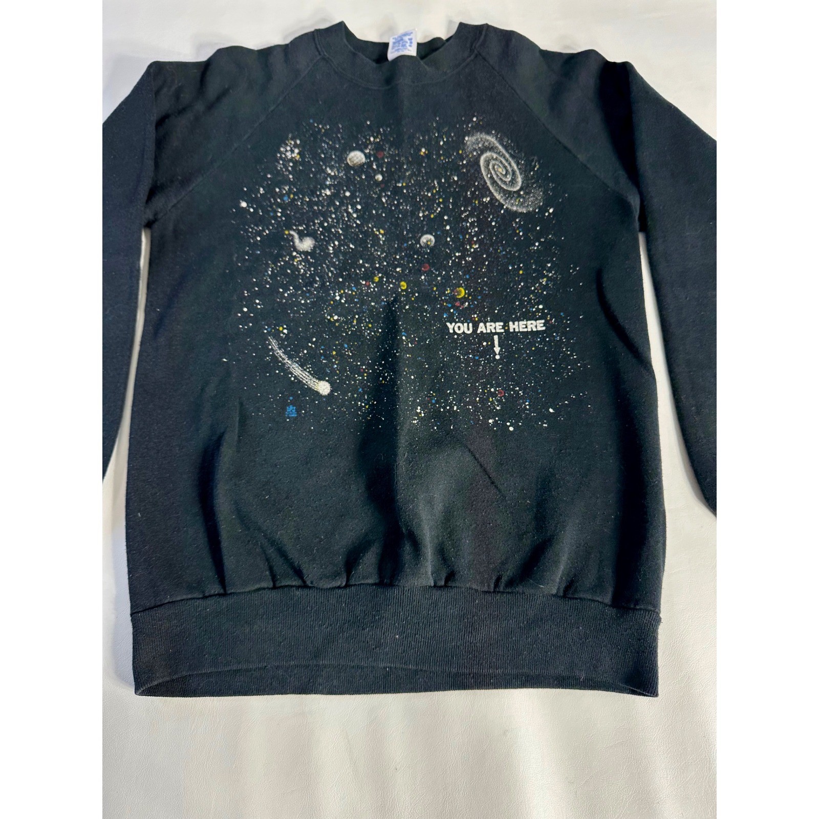 Vintage Universe Milky Way Galaxy You Are Here Space Sweatshirt Black USA M