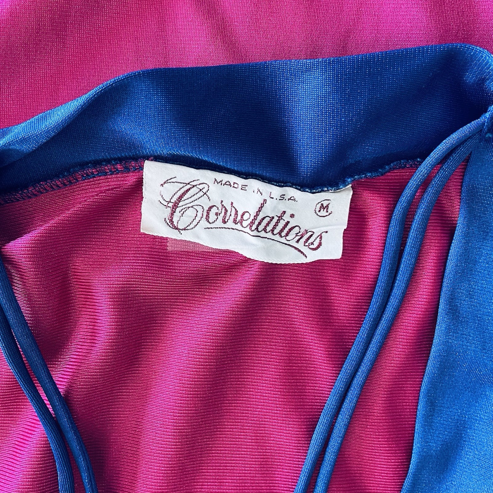 Vintage! Correlations Women Medium Pink Blue Embroidered Long Nightgown Gown