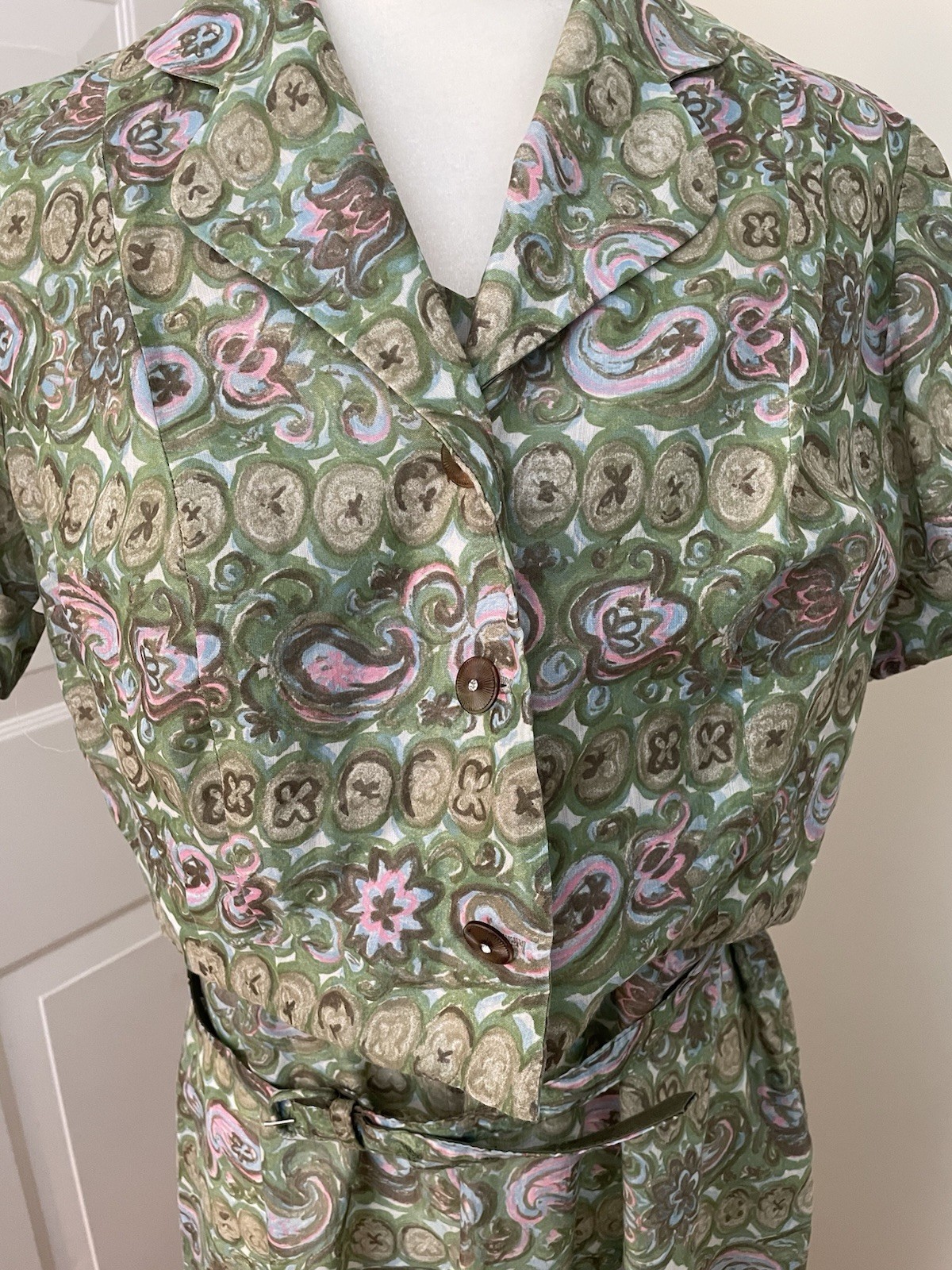 Hand Made Vintage Dress With Matching Shirt Jacket And Belt 1950’s
