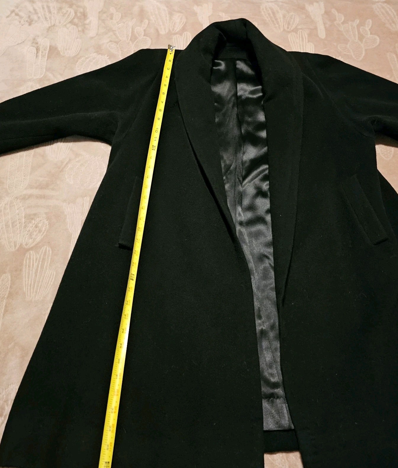 Vintage Country Tweeds Einiger Black Cashmere Trench Coat Ladies Long