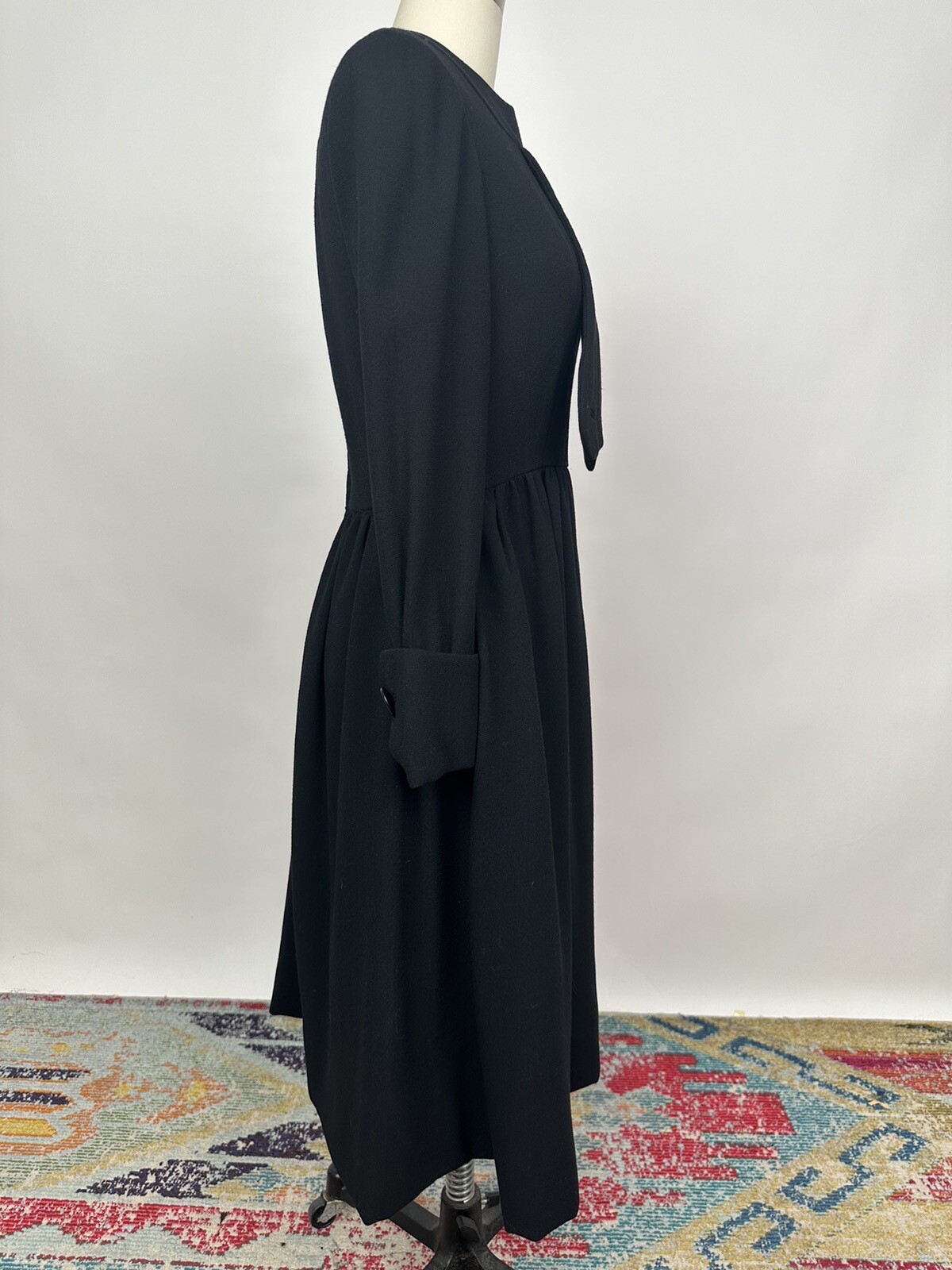 Vintage 1960s Geoffrey Beene Black Wool Long Sleeve Dress Mod – GoGo Style As Is