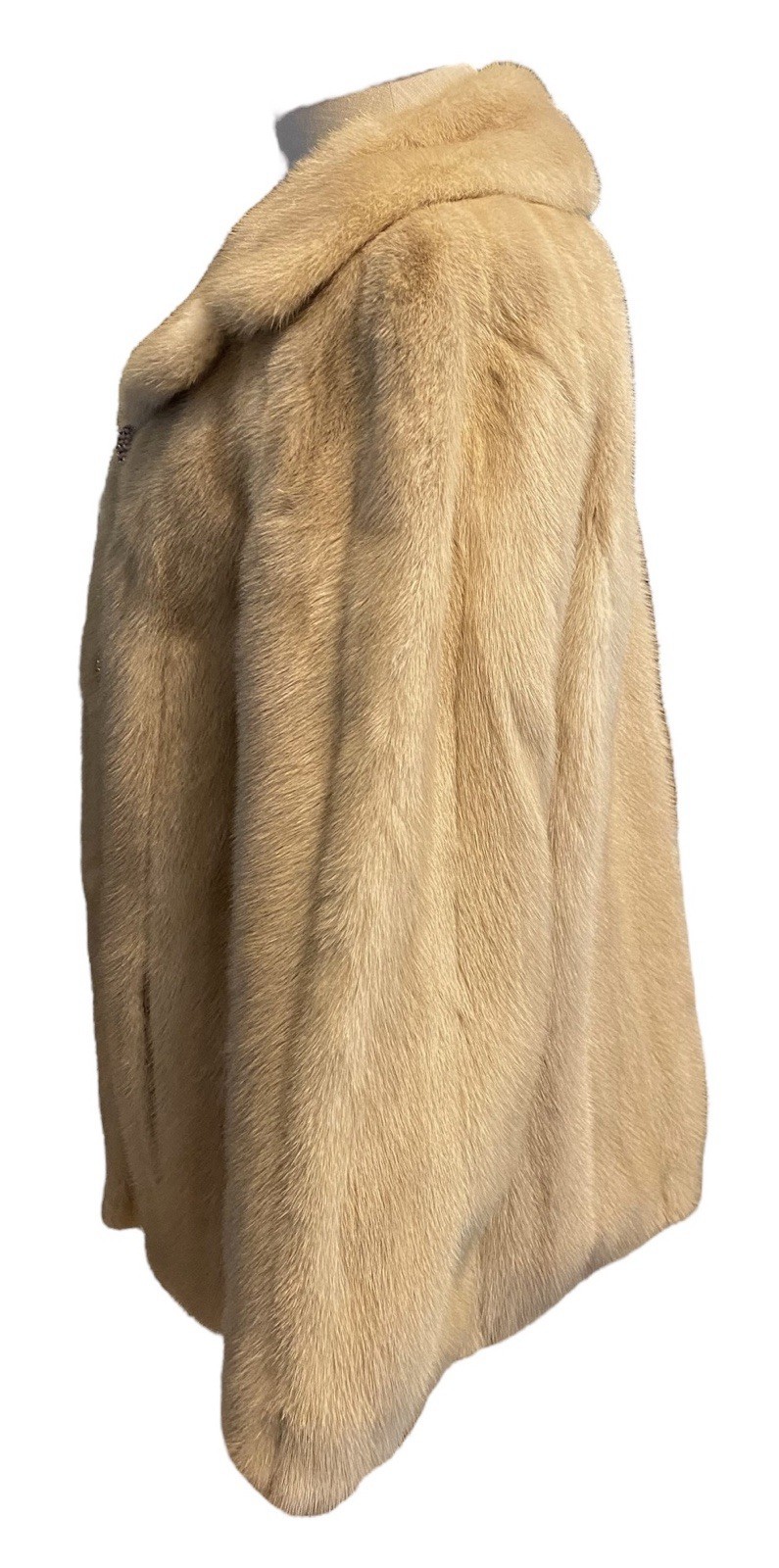 VTG 26” Natural Tourmaline Mink Fur Swing Coat Women’s Sz S/M Montaldos