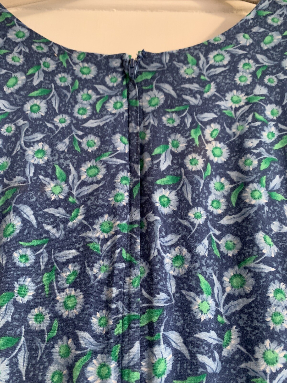 Vintage FADS Jumper Shorts Size 16 One Piece Blue Floral Pattern Pockets Zipper
