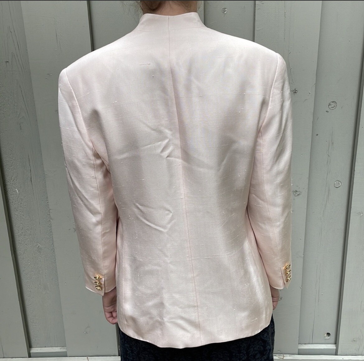 Vintage Herbert Grossman Saks 5th Avenue Blush Pink Silk Blazer Jacket Size 8P