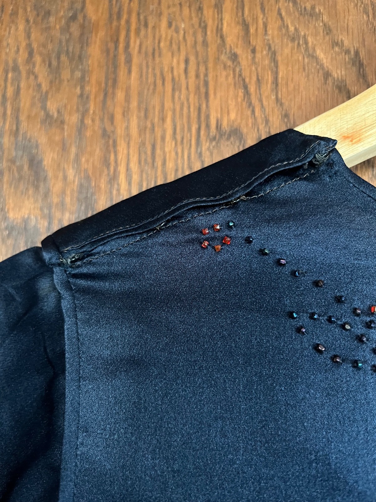 Antique 1910’s 1920’s dress M-L exquisite beading blue silk