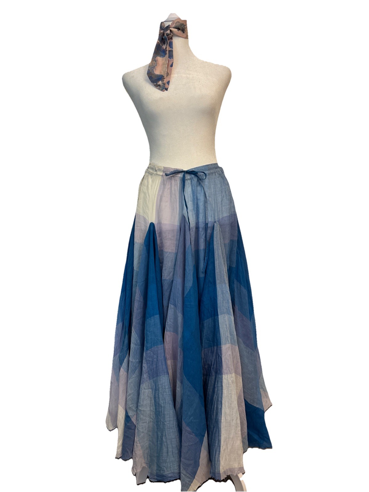 Vtg Sandy Starkman Art To Wear Cottagecore Skirt Hand stitched Raw Hem Size L